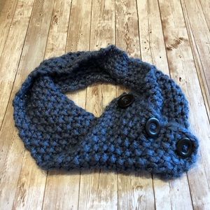 Handmade three button light blue infinity scarf